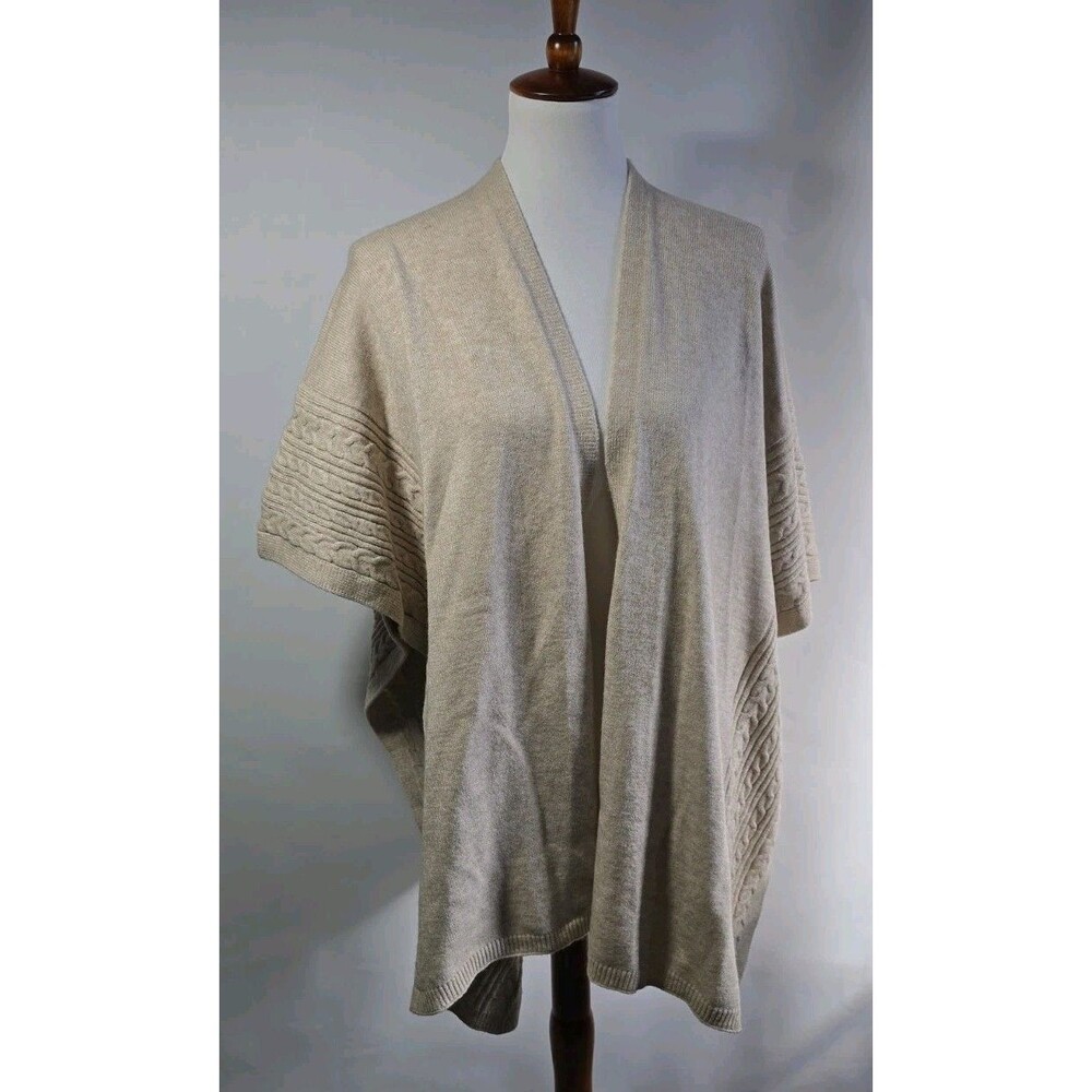 Super Soft Beige Poof Apparel Shawl Size S With Holes For Arms Wrap Around